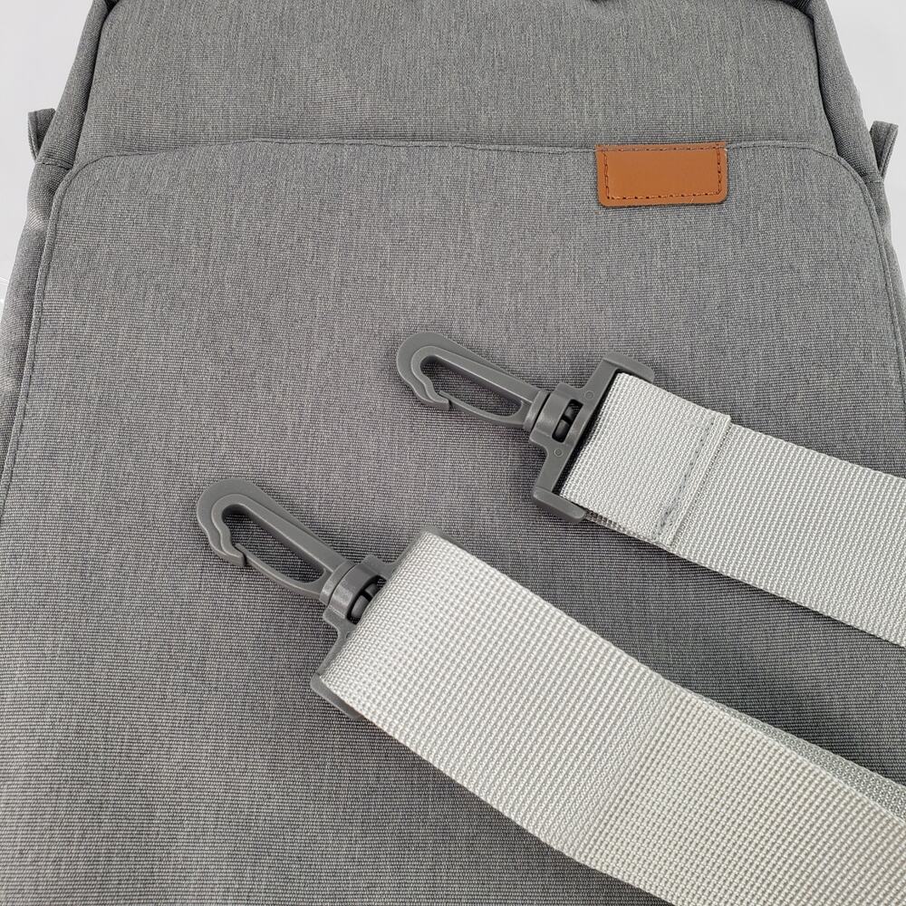 Tablet iPad Crossbody Carrying Case Bag Gray Softsided Canvas Zip Close Lt Grey - Picture 6 of 6